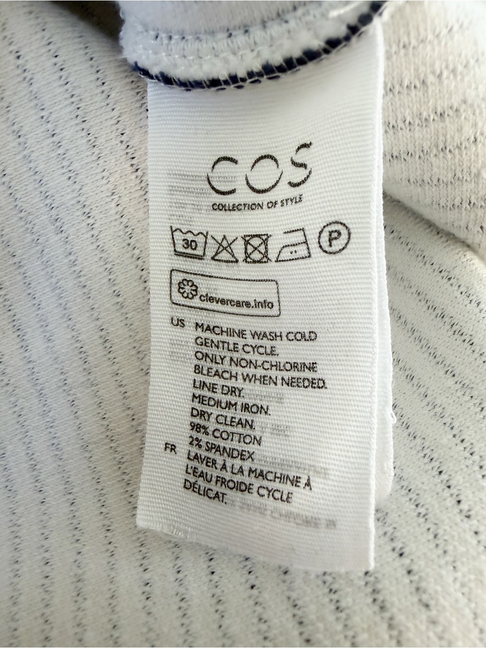 COS • High-Neck Ribbed Top in Navy/White - Picture 11 of 12